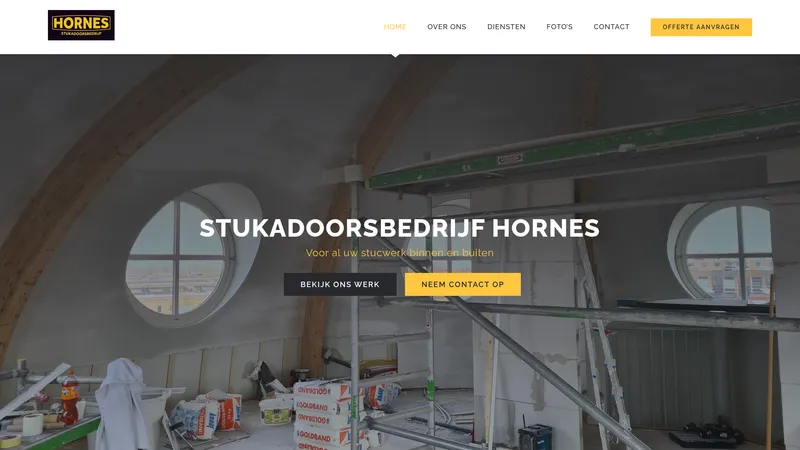 Website van Stukadoorsbedrijf Hornes