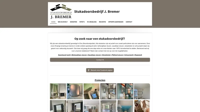 Website van Stukadoorsbedrijf J.Bremer