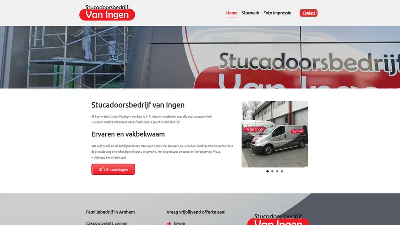 Website van Stukadoorsbedrijf J. van Ingen