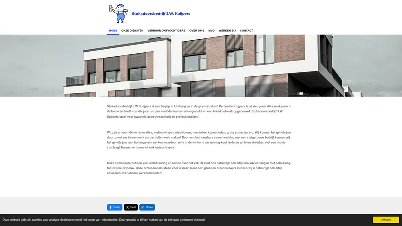 Website van Stukadoorsbedrijf J.W. Kuijpers