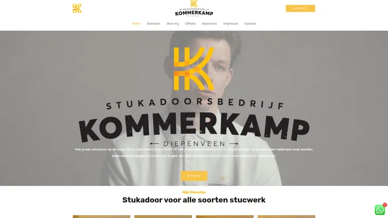 Website van Stukadoorsbedrijf Kommerkamp
