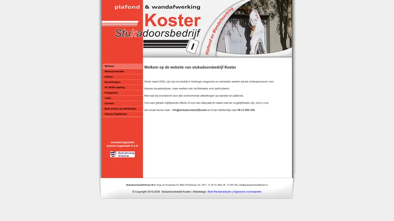 Website van Stukadoorsbedrijf Koster