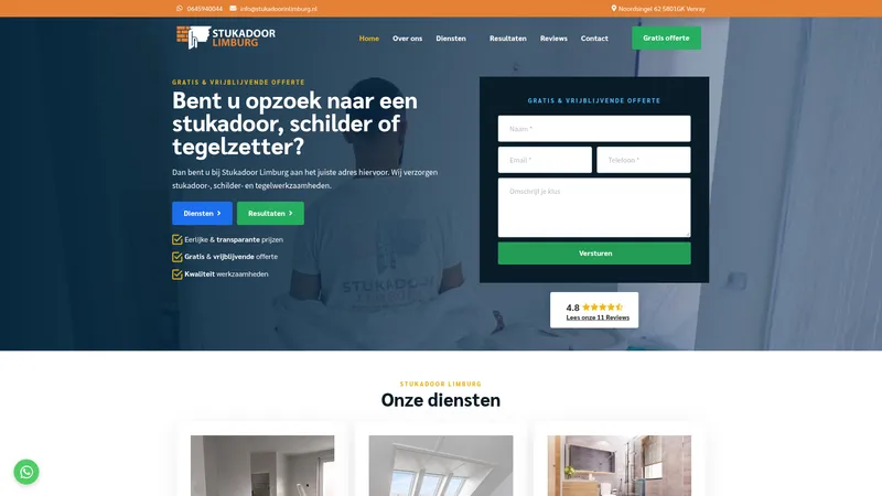 Website van Stukadoorsbedrijf Limburg