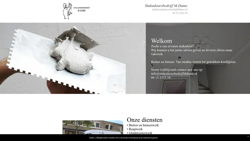 Website van Stukadoorsbedrijf M. Dame