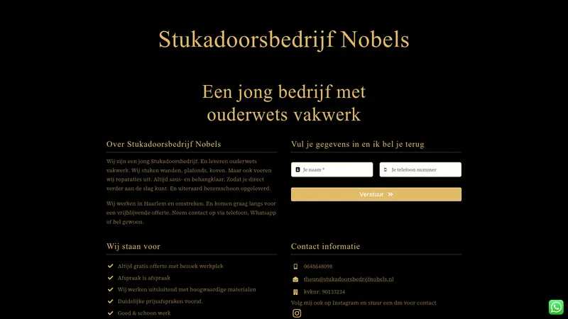 Website van Stukadoorsbedrijf Nobels