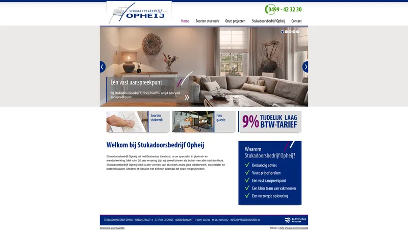 Website van Stukadoorsbedrijf Opheij
