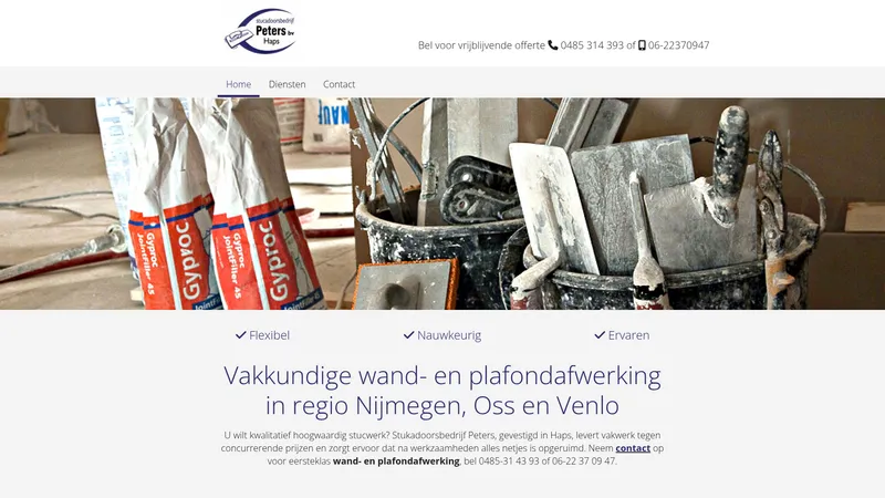 Website van Stukadoorsbedrijf Peters B.V.