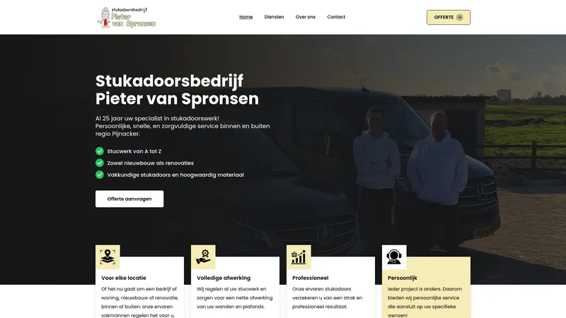 Website van Stukadoorsbedrijf Pieter van Spronsen