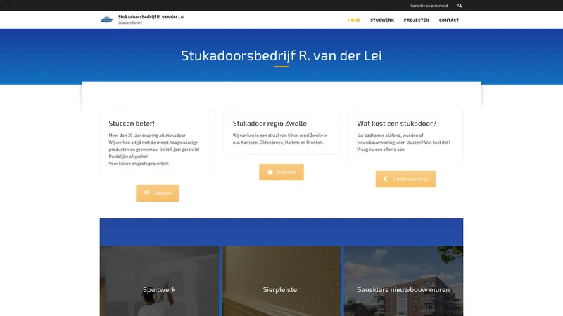 Website van Stukadoorsbedrijf R. van der Lei