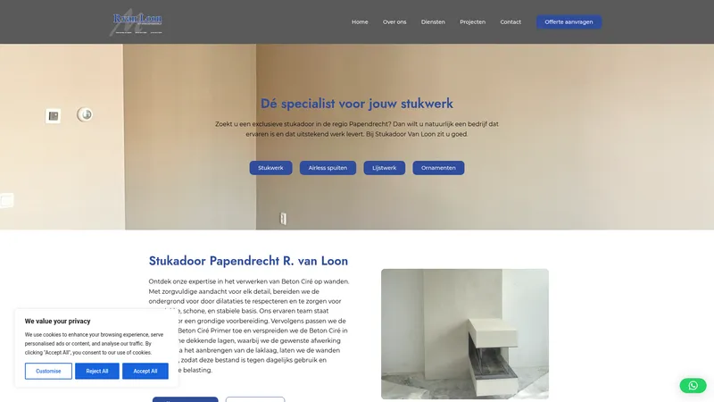 Website van Stukadoorsbedrijf R. van Loon