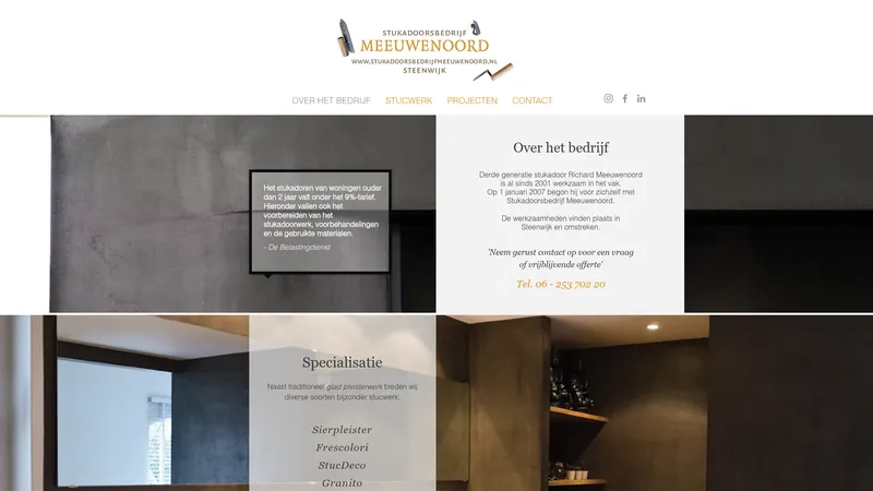 Website van Stukadoorsbedrijf RCM Meeuwenoord