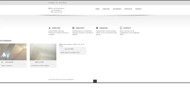 Website van Stukadoorsbedrijf Rick van Ros