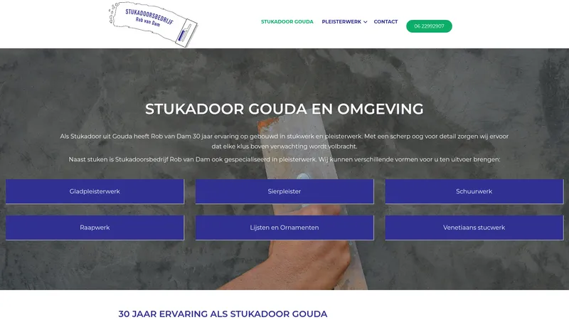 Website van Stukadoorsbedrijf Rob van Dam