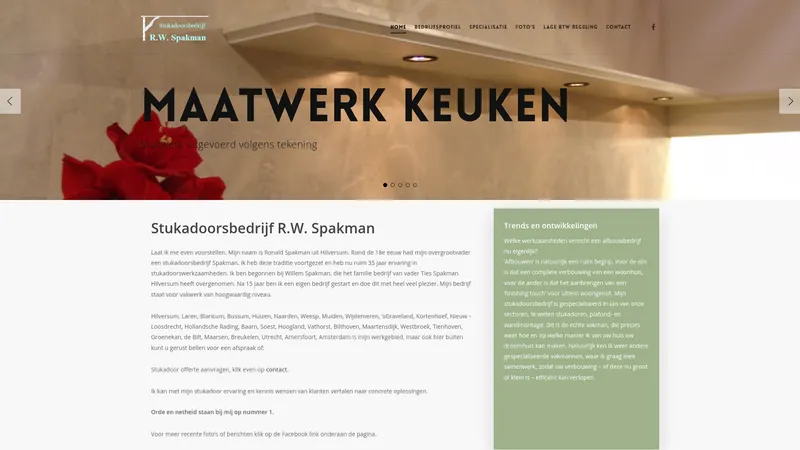Website van Stukadoorsbedrijf RW Spakman