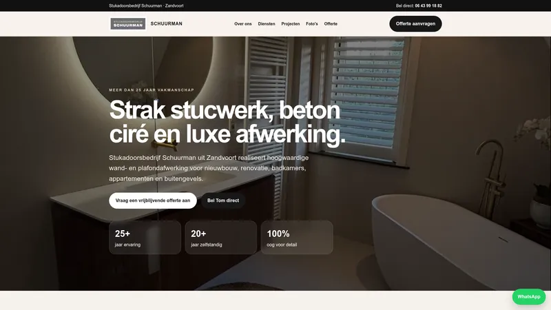 Website van Stukadoorsbedrijf Schuurman