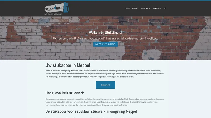 Website van Stukadoorsbedrijf StukaNoord