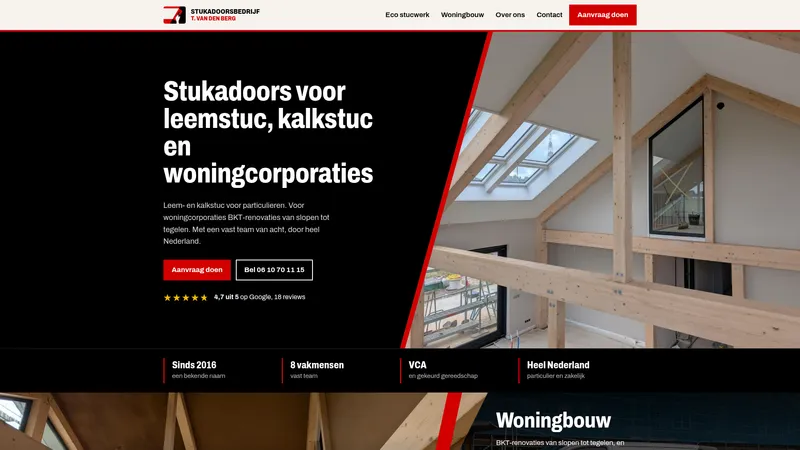Website van Stukadoorsbedrijf T. van den Berg