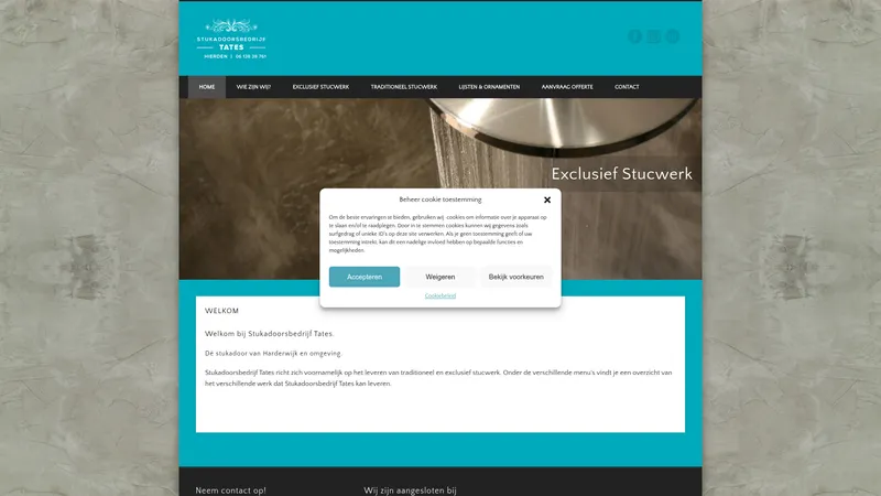 Website van Stukadoorsbedrijf Tates