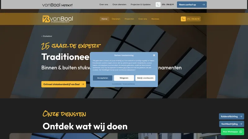 Website van Stukadoorsbedrijf Van Baal