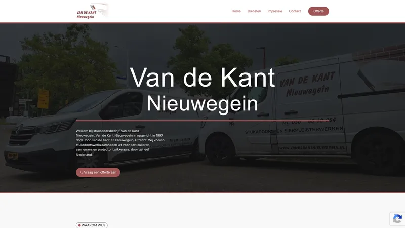 Website van Stukadoorsbedrijf Van de Kant Nieuwegein