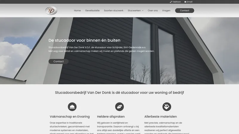 Website van Stukadoorsbedrijf Van der Donk V.O.F.