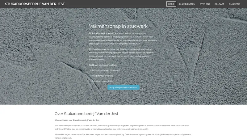 Website van Stukadoorsbedrijf van der jest