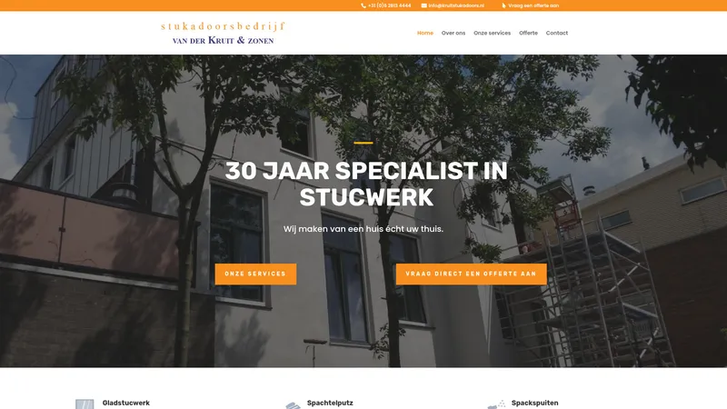 Website van Stukadoorsbedrijf Van der Kruit & Zonen