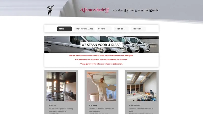 Website van Stukadoorsbedrijf van der Leeden