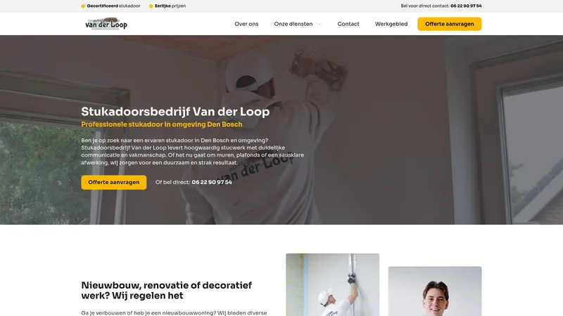 Website van Stukadoorsbedrijf Van der Loop | Stukadoor in Den Bosch