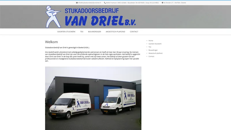 Website van Stukadoorsbedrijf Van Driel B.V.
