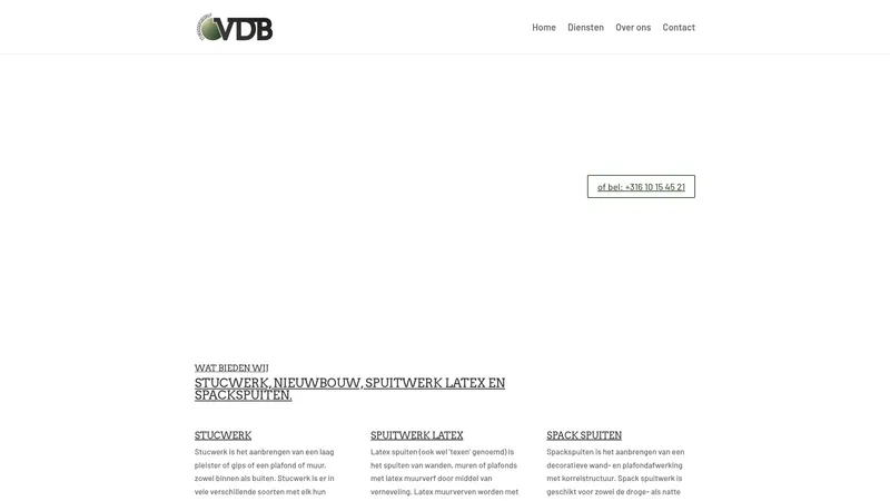 Website van Stukadoorsbedrijf VDB