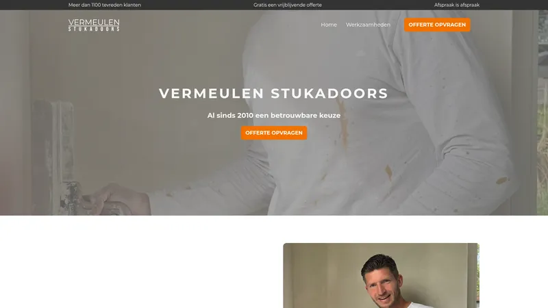 Website van Stukadoorsbedrijf Vermeulen