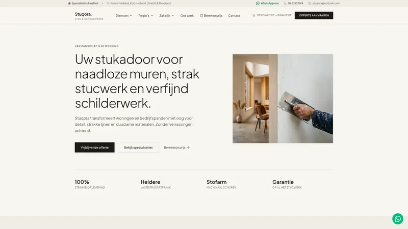 Website van Stuqora - Stucadoor en schilder noord-holland en utrecht