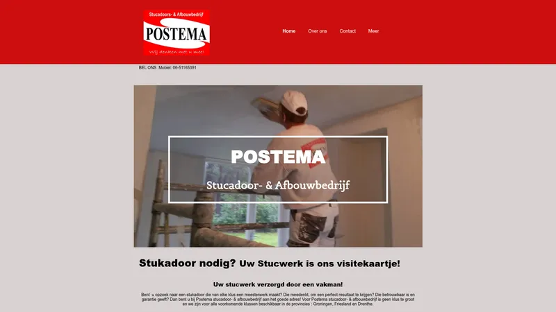 Website van T. Postema Stukadoorsbedrijf en Afbouw