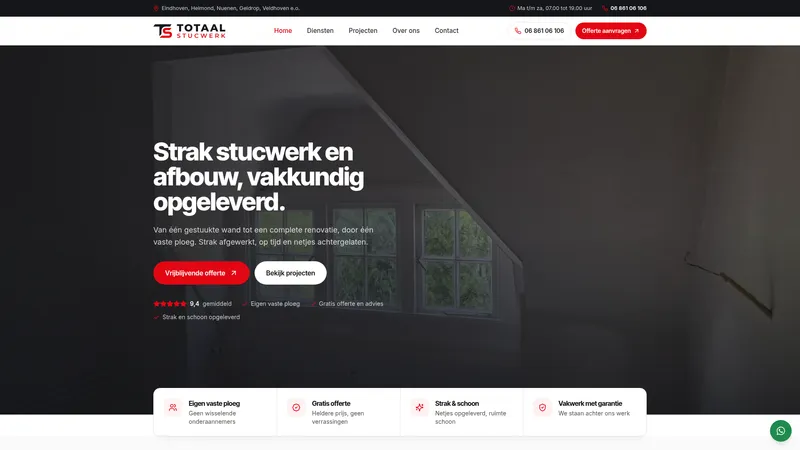 Website van Totaal Stucwerk