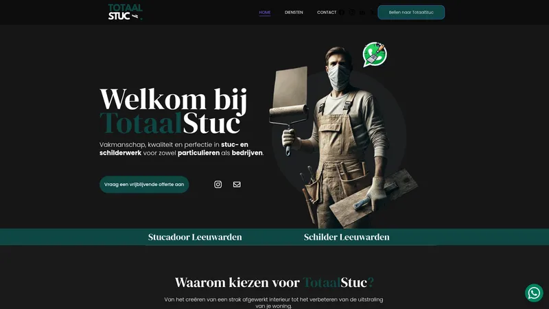 Website van TotaalStuc - Schilder en Stukadoor Leeuwarden