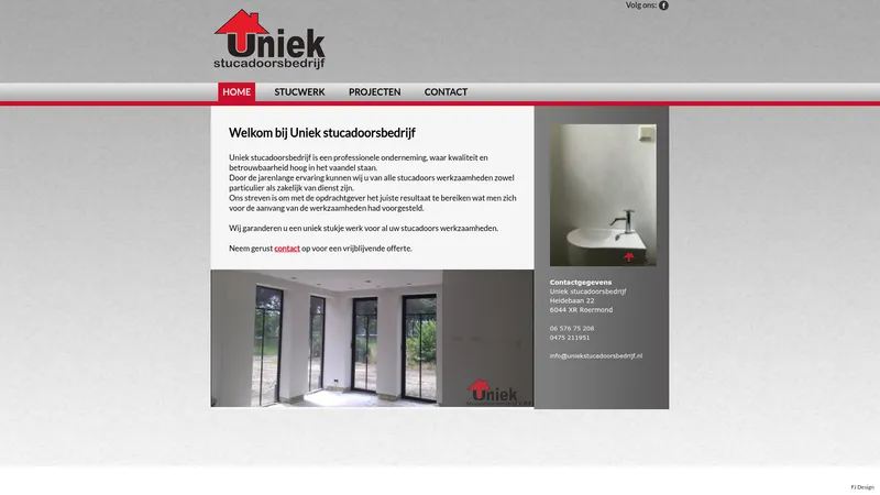 Website van Uniek Stucadoorsbedrijf