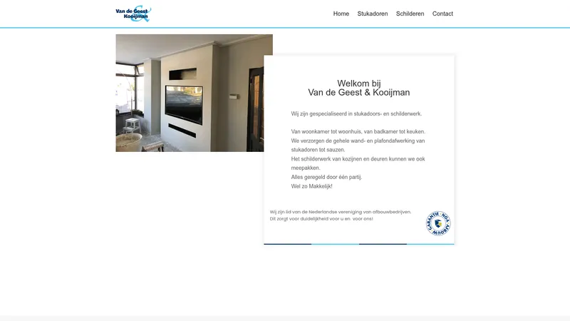 Website van Van de Geest en Kooijman Stucadoors