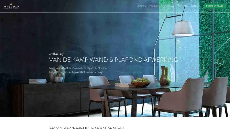 Website van Van de Kamp Afwerking B.V.