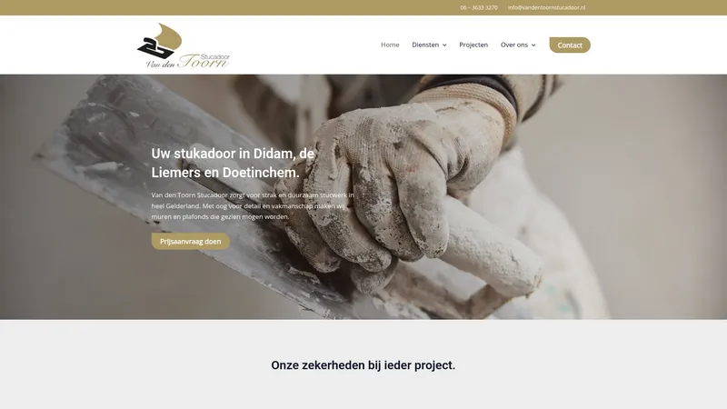 Website van van den Toorn Stucadoor B.V.