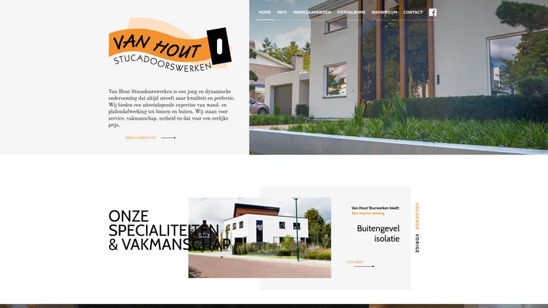 Website van Van Hout Stucadoorswerken