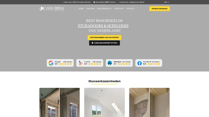 Website van Van Ibra Stukadoors en Schilders B.V.