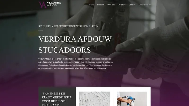 Website van Verdura Afbouw