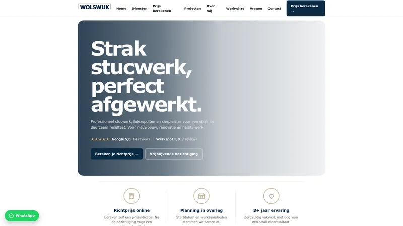Website van Wolswijk Stukadoorsbedrijf