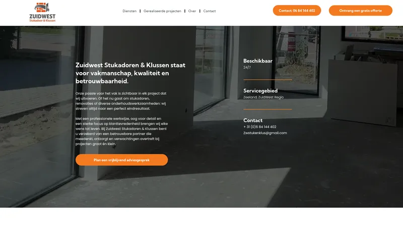 Website van Zuidwest stukadoren &klussen